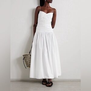NWOT Matteau gathered drop waist dress: White